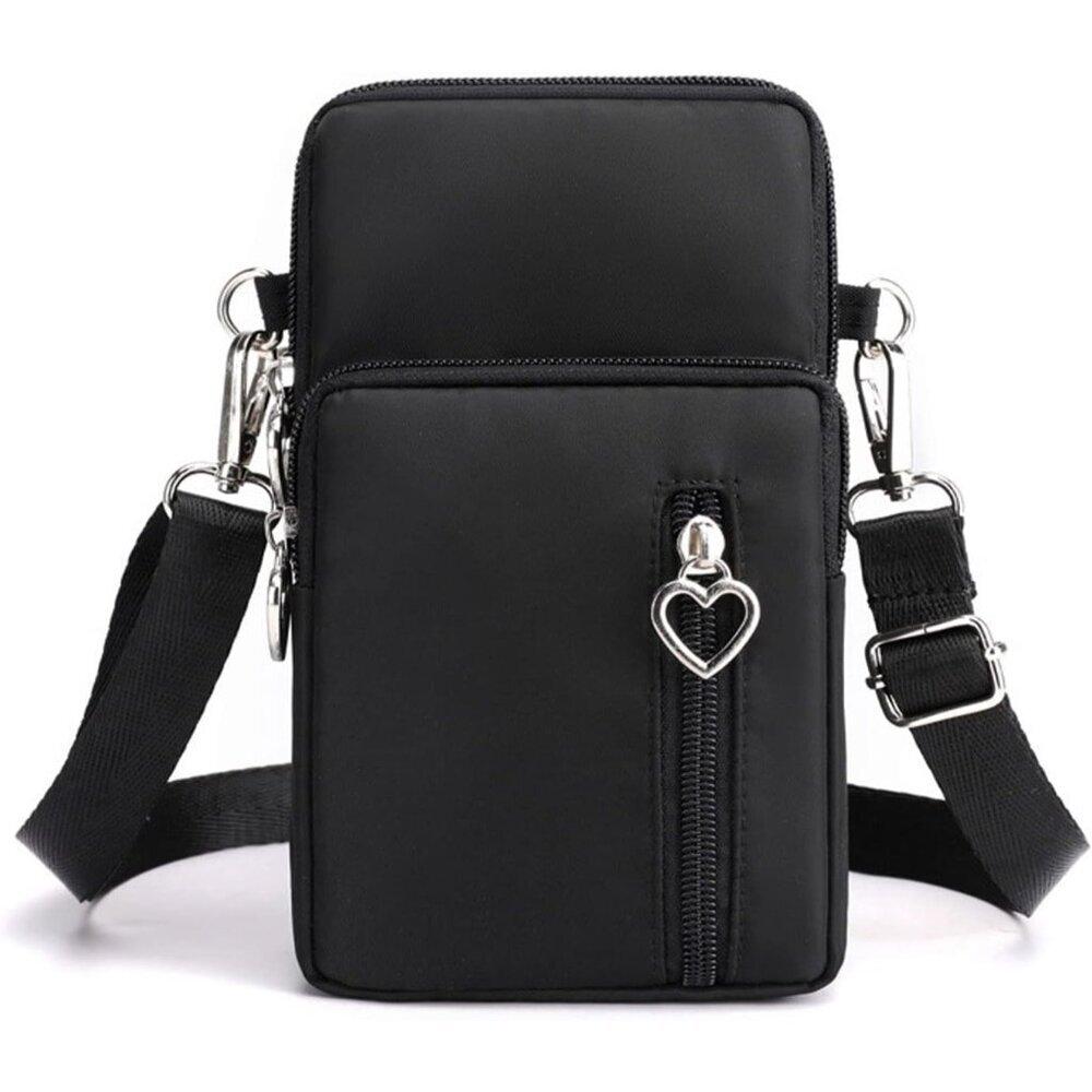 Women's Black 1 Small Crossbody Waterproof Nylon Purses Mini Shoulder Travel Bag